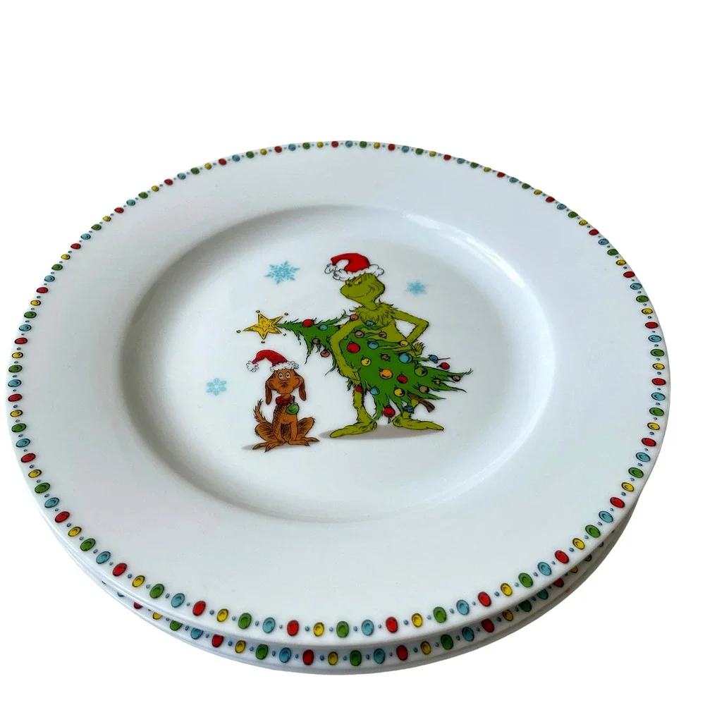 Dr. Seuss The GRINCH Who Stole Christmas Dinner Plates 10.5in Ceramic Set Of 3